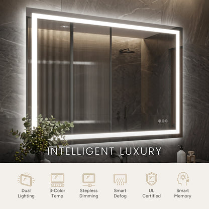 LED Bathroom Mirror with Anti-Fog, Front & Back Lighting