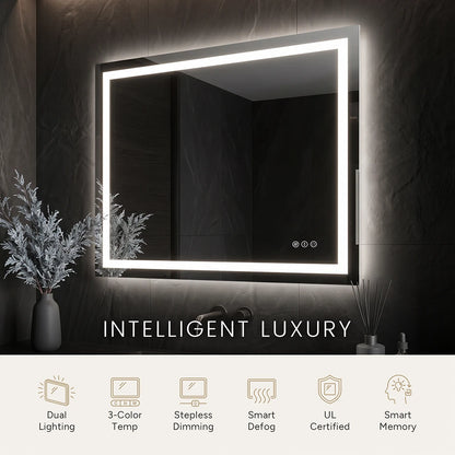 LED Bathroom Mirror with Anti-Fog, Front & Back Lighting