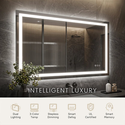 LED Bathroom Mirror with Anti-Fog, Front & Back Lighting
