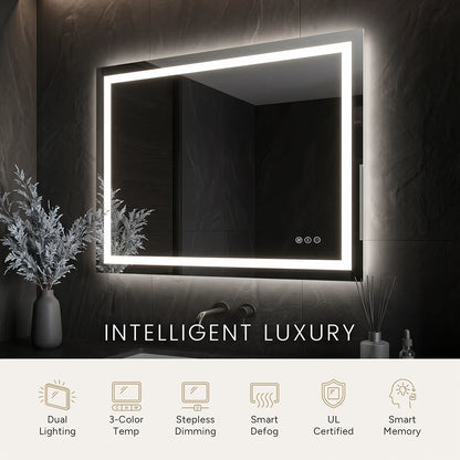 LED Bathroom Mirror with Anti-Fog, Front & Back Lighting