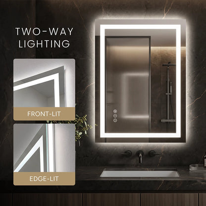 LED Bathroom Mirror with Anti-Fog, Front & Back Lighting