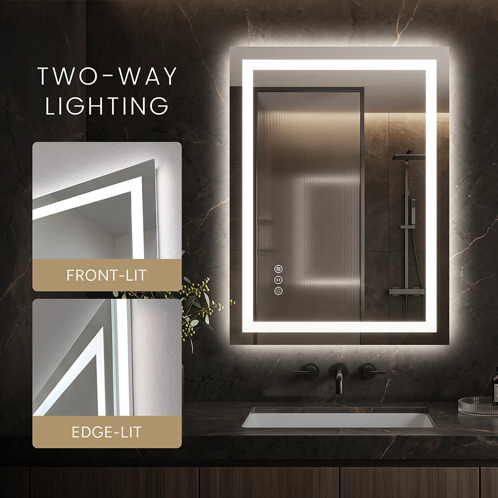 LED Bathroom Mirror with Anti-Fog, Front & Back Lighting