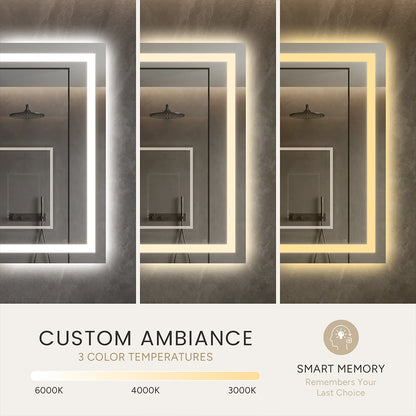 LED Bathroom Mirror with Anti-Fog, Front & Back Lighting