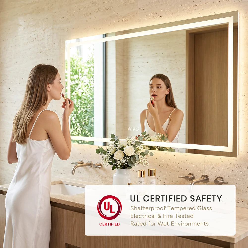 LED Bathroom Mirror with Anti-Fog, Front & Back Lighting
