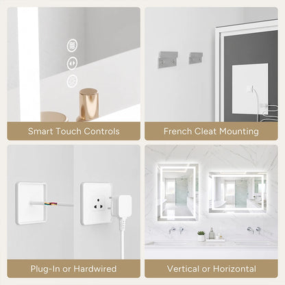 LED Bathroom Mirror with Anti-Fog, Front & Back Lighting