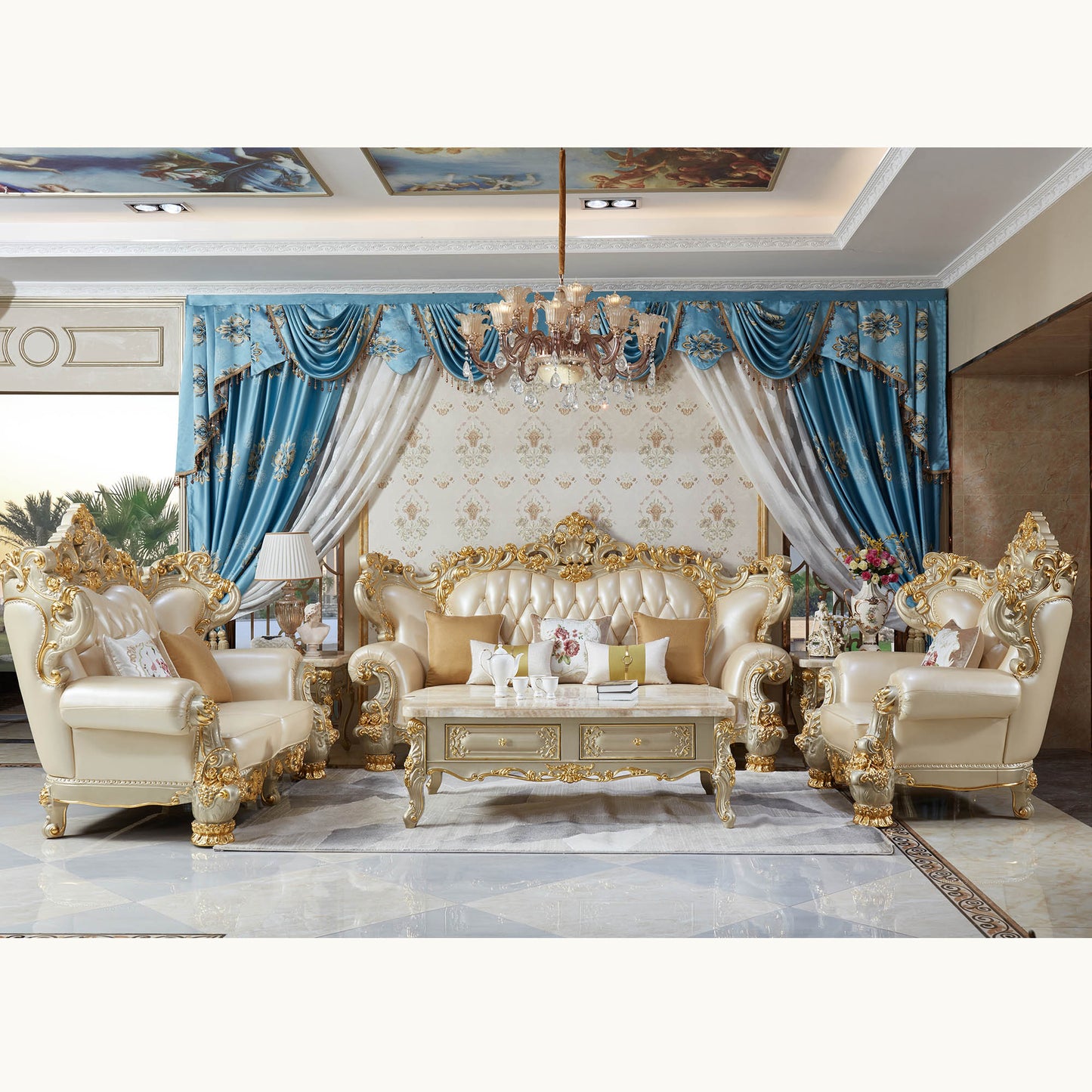 Versailles Royale Luxury Sofa Set – European Baroque Gold Carved Living Room Collection