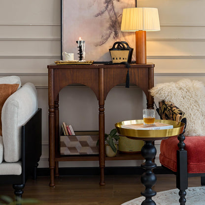 Semo Vintage Arch Console Table, Mid-Century Entryway Table with Shelf
