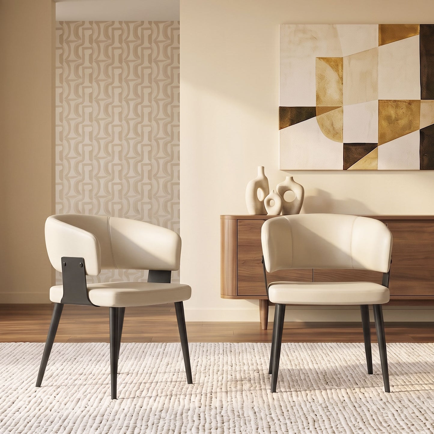 Modern Upholstered Dining Chairs Set of 2 D57-FK-M001