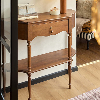 Gael Vintage Entryway Console Table with Drawer & Shelf, Black Mid-Century Hallway Table