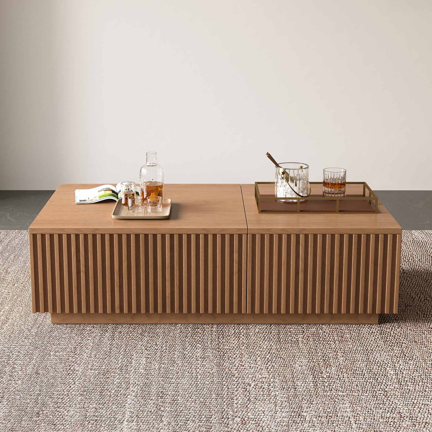 Lift Top Coffee Table with Storage 51.1" Solid Wood Drawers & Sliding Tray