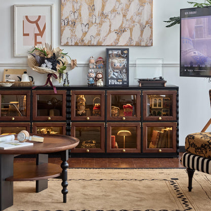 Gael Vintage Flip Door Storage Cabinet, Mid-Century Walnut Display Cabinet