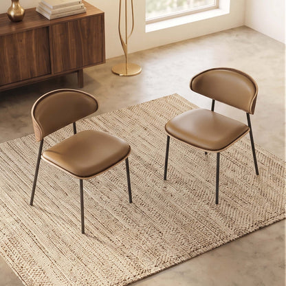 Mid-Century Modern Upholstered Dining Chair  (Set of 2) Walnut