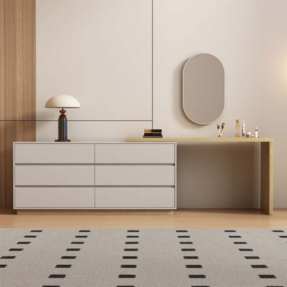 Modern Swivel Desk 98.5" with Extendable Tabletop & 6-Drawer Storage