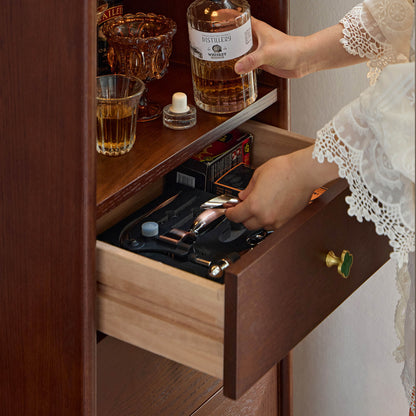Gael Vintage Tall Storage Cabinet with Glass Display and Drawers