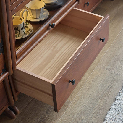 Alden Vintage Entryway Display Cabinet with Hooks and Drawers