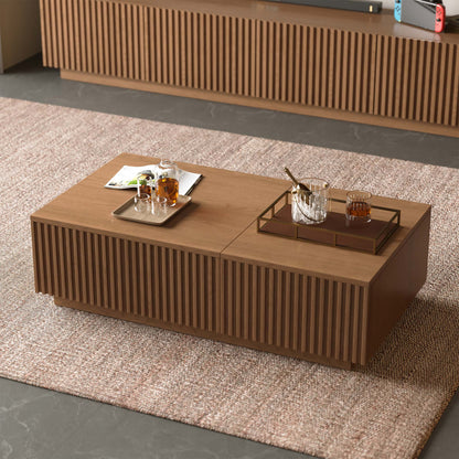 Lift Top Coffee Table with Storage 51.1" Solid Wood Drawers & Sliding Tray