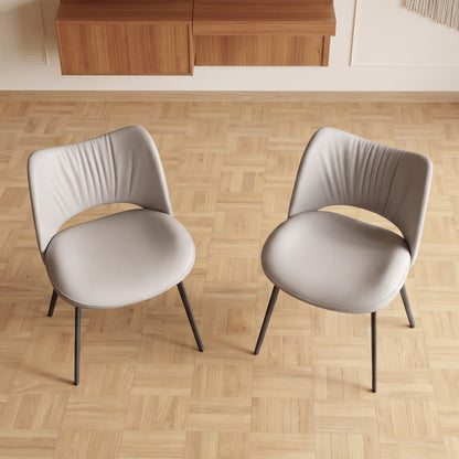 Modern Upholstered Dining Chairs Set of 2 with Curved Backrest & Carbon Steel Legs