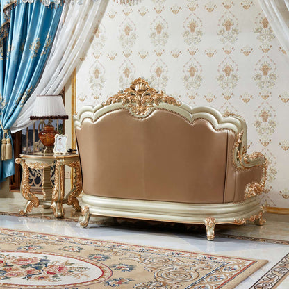 Versailles Imperial Luxury Tufted Leather Sofa Set | Hand-Carved European Classic Sofa Collection