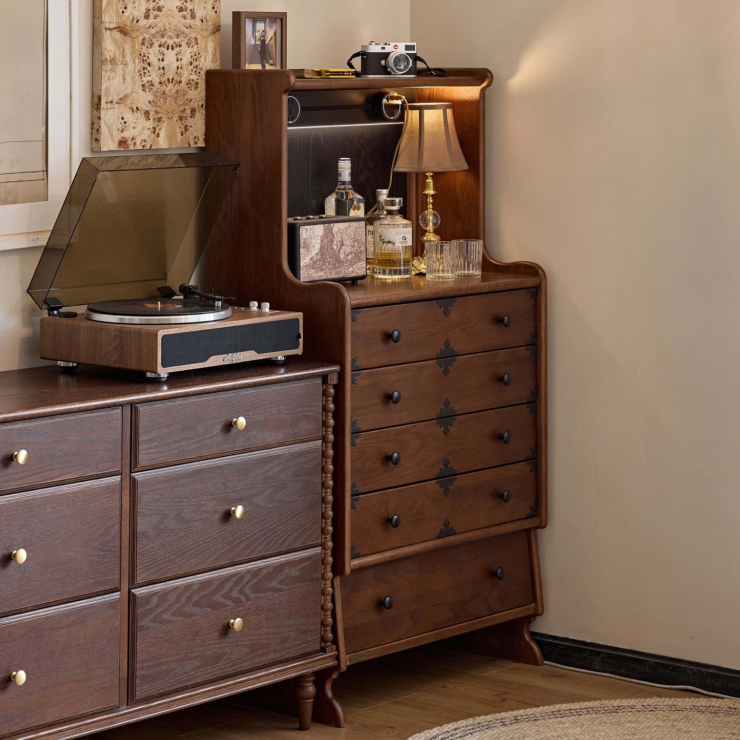 Alden Vintage Drawer Storage Cabinet with Entryway Organizer