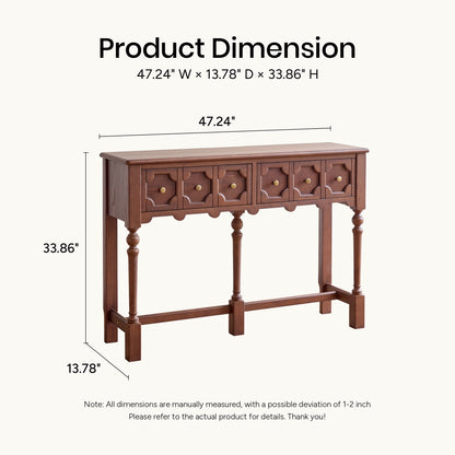 Aurelia Vintage Console Table with Drawers, French Mid-Century Entryway Table