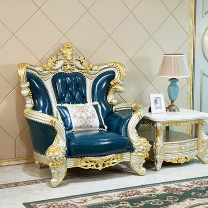 Imperial Sapphire Luxury Sofa Set – European Baroque Tufted Living Room Collection