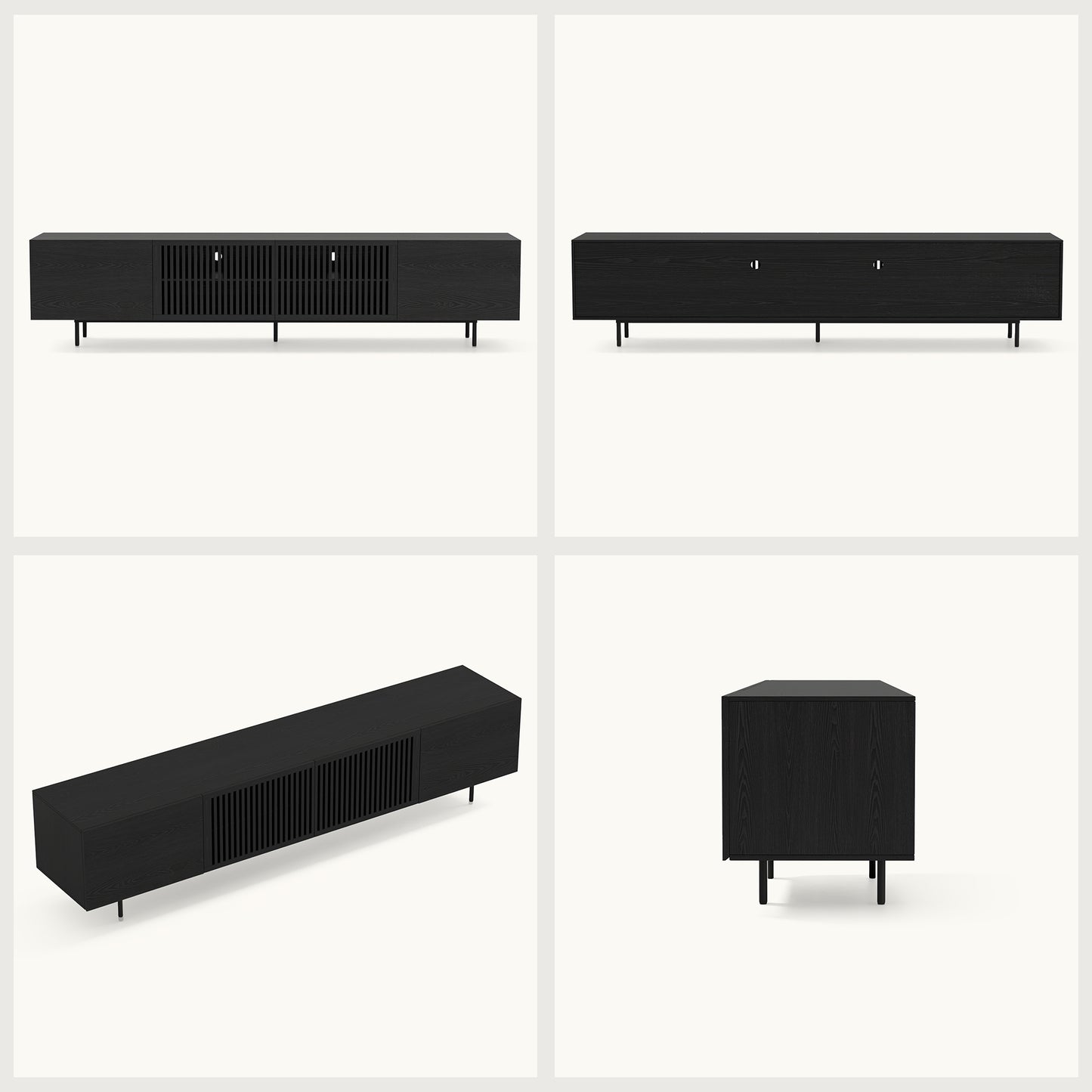 Mid-Century TV Stand with Hidden Storage for 32-100” TVs