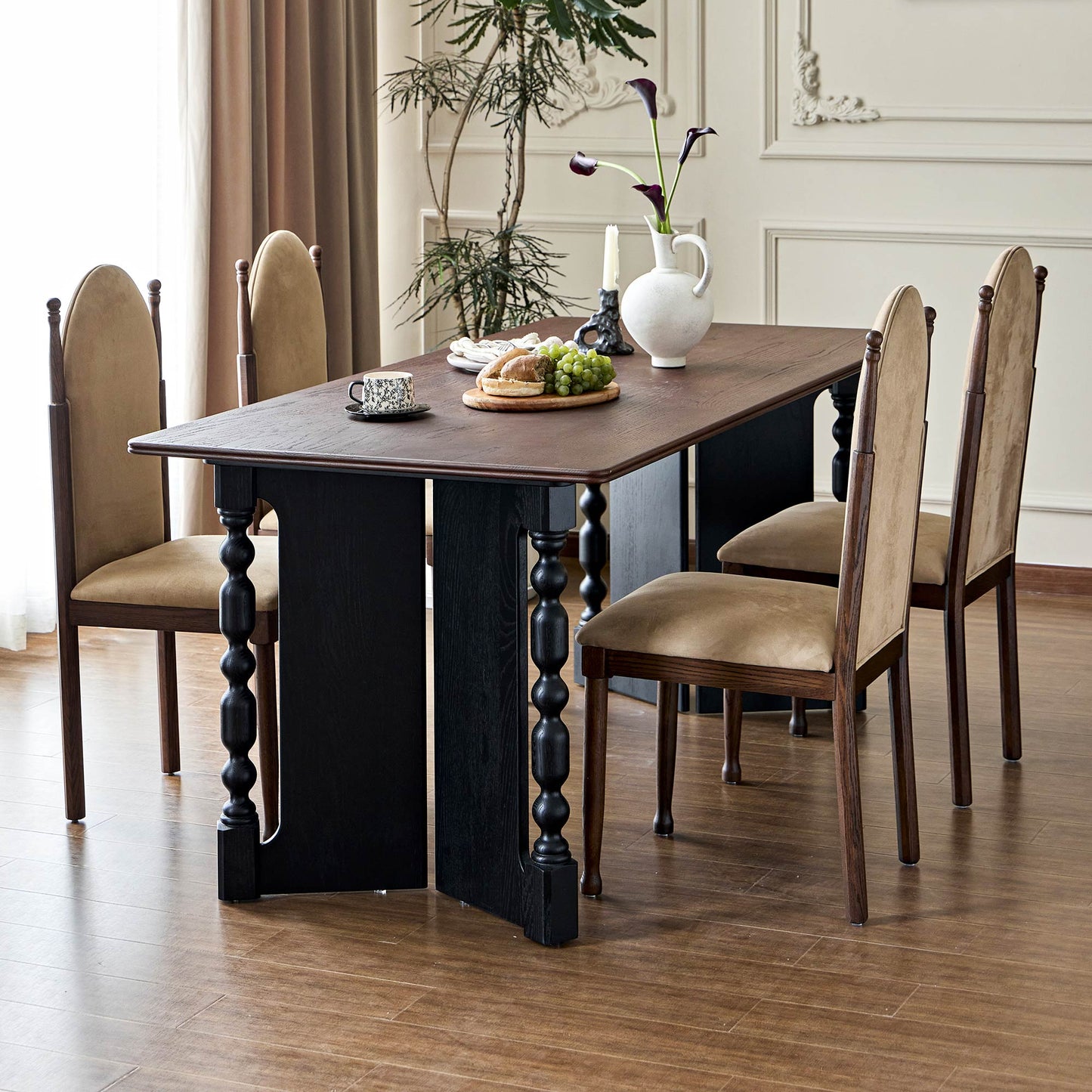 Vintage Rectangular Dining Table with Bobbin Legs | Briar Collection