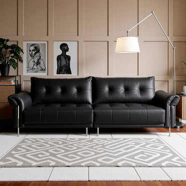 Wing-Style Genuine Leather Sofa (Available in Multiple Sizes)