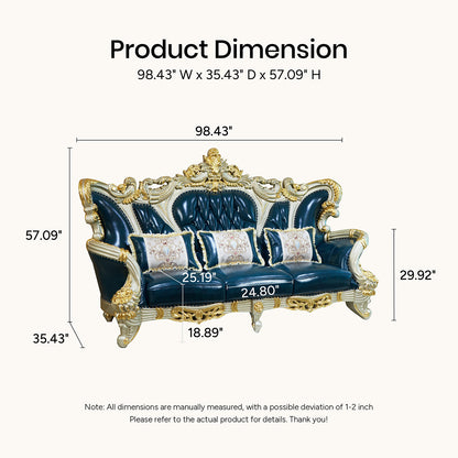 Imperial Sapphire Luxury Sofa Set – European Baroque Tufted Living Room Collection