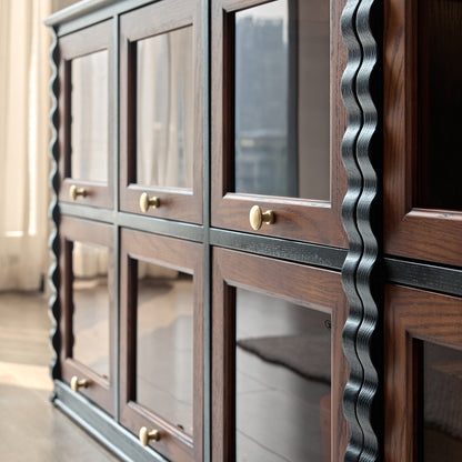 Gael Vintage Flip Door Storage Cabinet, Mid-Century Walnut Display Cabinet