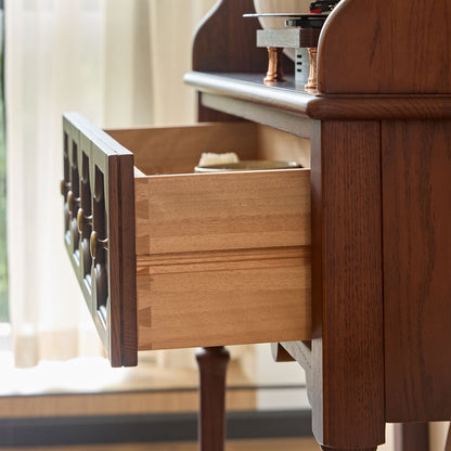 Aurelia Vintage Console Table with Drawers, French Mid-Century Entryway Table