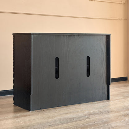 Gael Vintage Wall Storage Cabinet with Sliding Doors, Mid-Century Walnut Wall Cabinet
