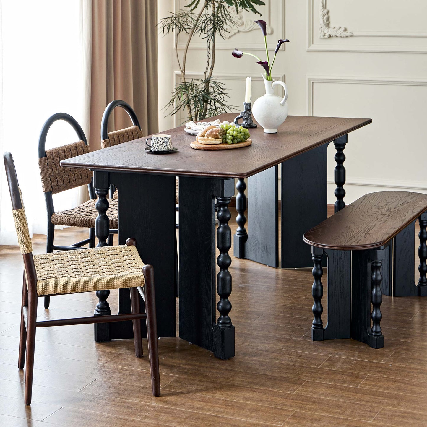 Vintage Rectangular Dining Table with Bobbin Legs | Briar Collection