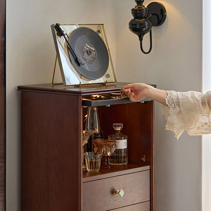 Gael Vintage Tall Storage Cabinet with Glass Display and Drawers