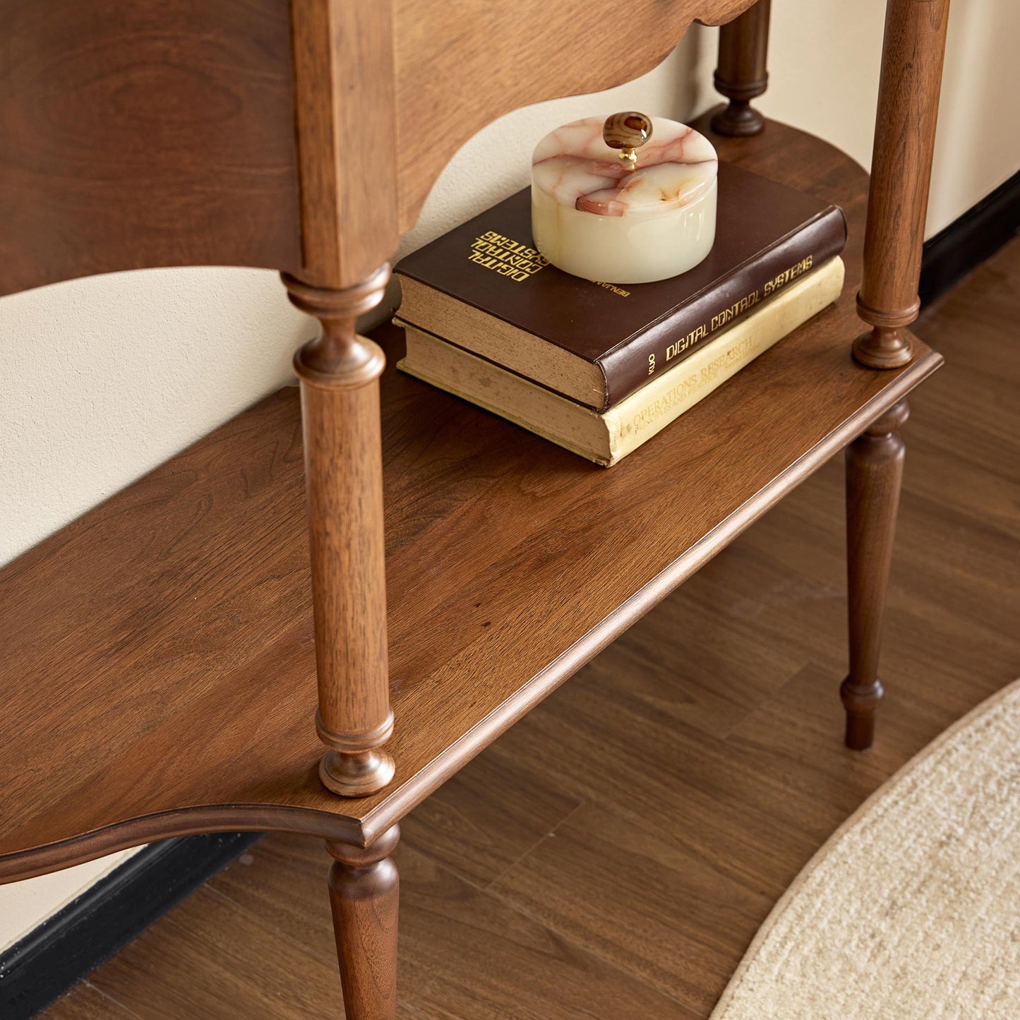 Gael Vintage Entryway Console Table with Drawer & Shelf, Black Mid-Century Hallway Table