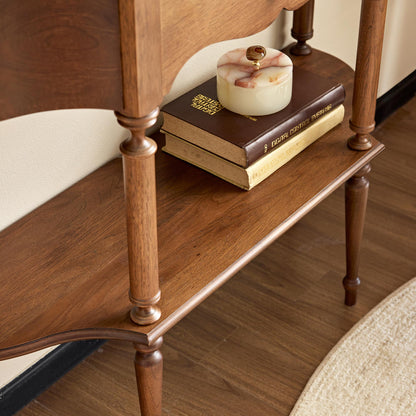 Gael Vintage Entryway Console Table with Drawer & Shelf, Black Mid-Century Hallway Table