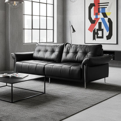 Wing-Style Genuine Leather Sofa (Available in Multiple Sizes)
