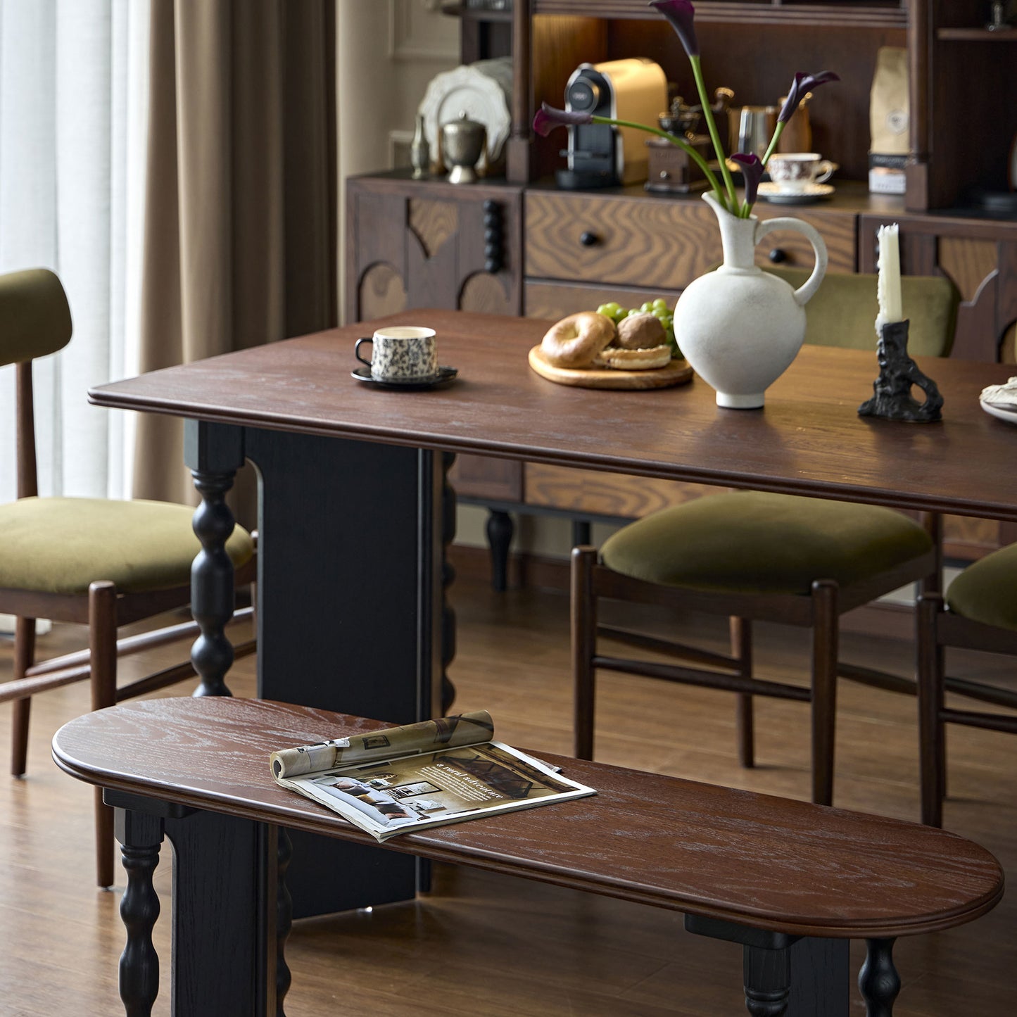 Vintage Rectangular Dining Table with Bobbin Legs | Briar Collection
