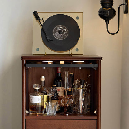 Gael Vintage Tall Storage Cabinet with Glass Display and Drawers