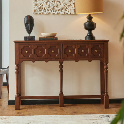 Aurelia Vintage Console Table with Drawers, French Mid-Century Entryway Table