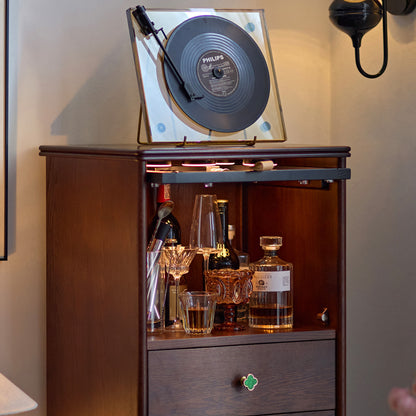 Gael Vintage Tall Storage Cabinet with Glass Display and Drawers