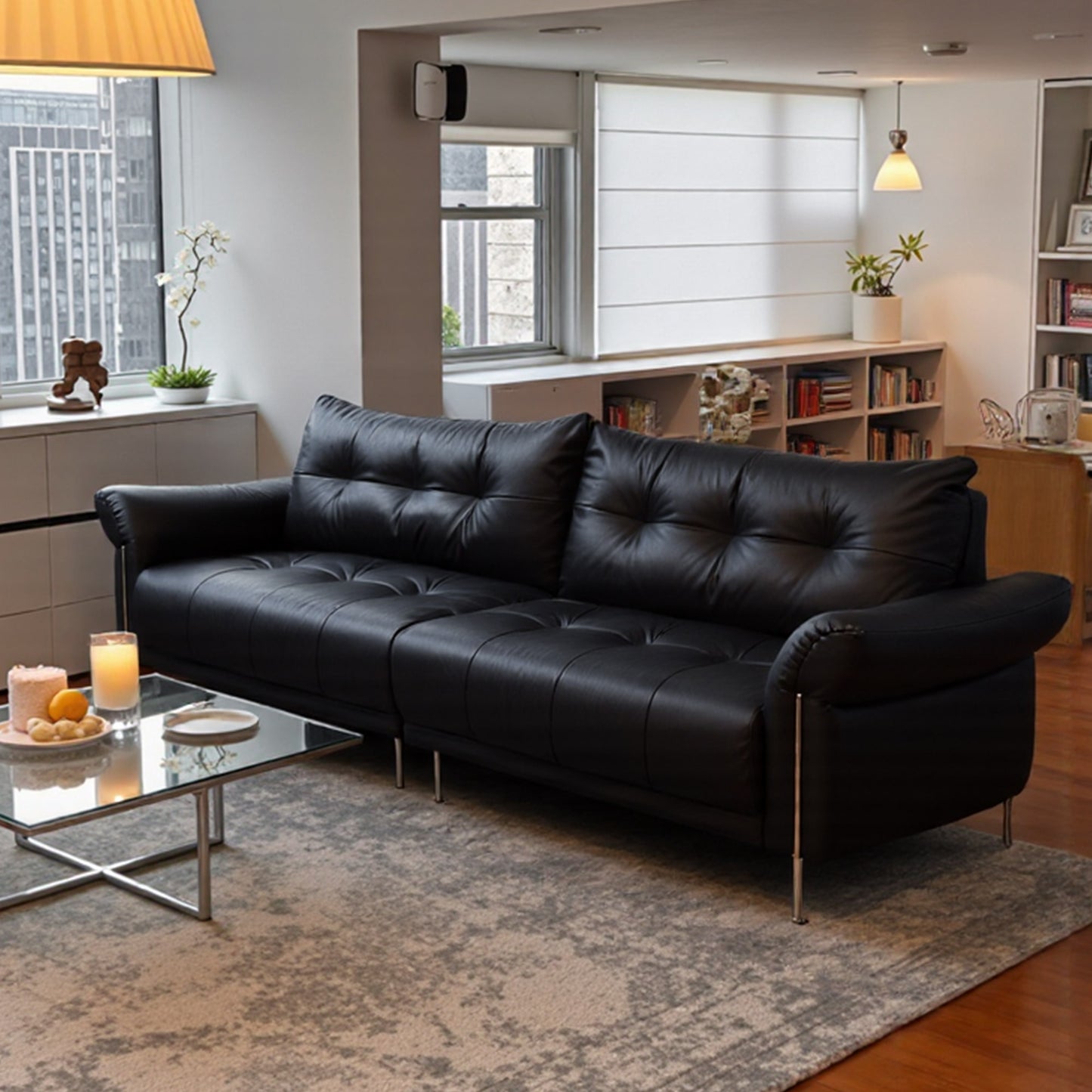 Wing-Style Genuine Leather Sofa (Available in Multiple Sizes)