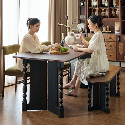 Vintage Rectangular Dining Table with Bobbin Legs | Briar Collection