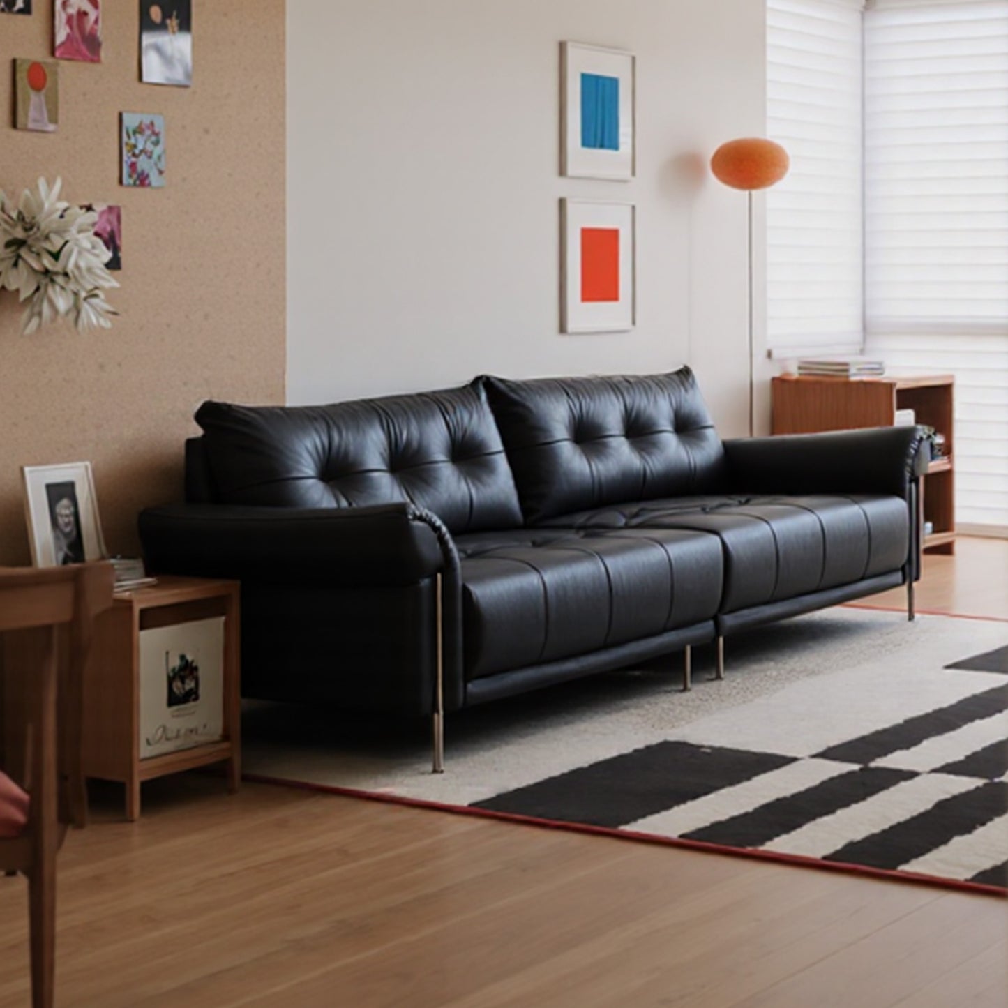 Wing-Style Genuine Leather Sofa (Available in Multiple Sizes)