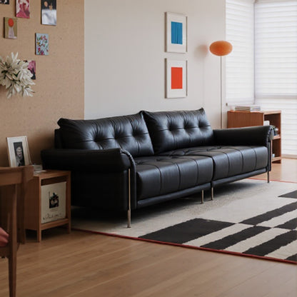 Wing-Style Genuine Leather Sofa (Available in Multiple Sizes)