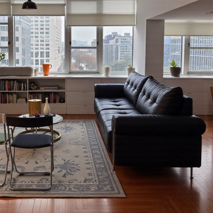 Wing-Style Genuine Leather Sofa (Available in Multiple Sizes)