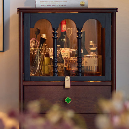 Gael Vintage Tall Storage Cabinet with Glass Display and Drawers
