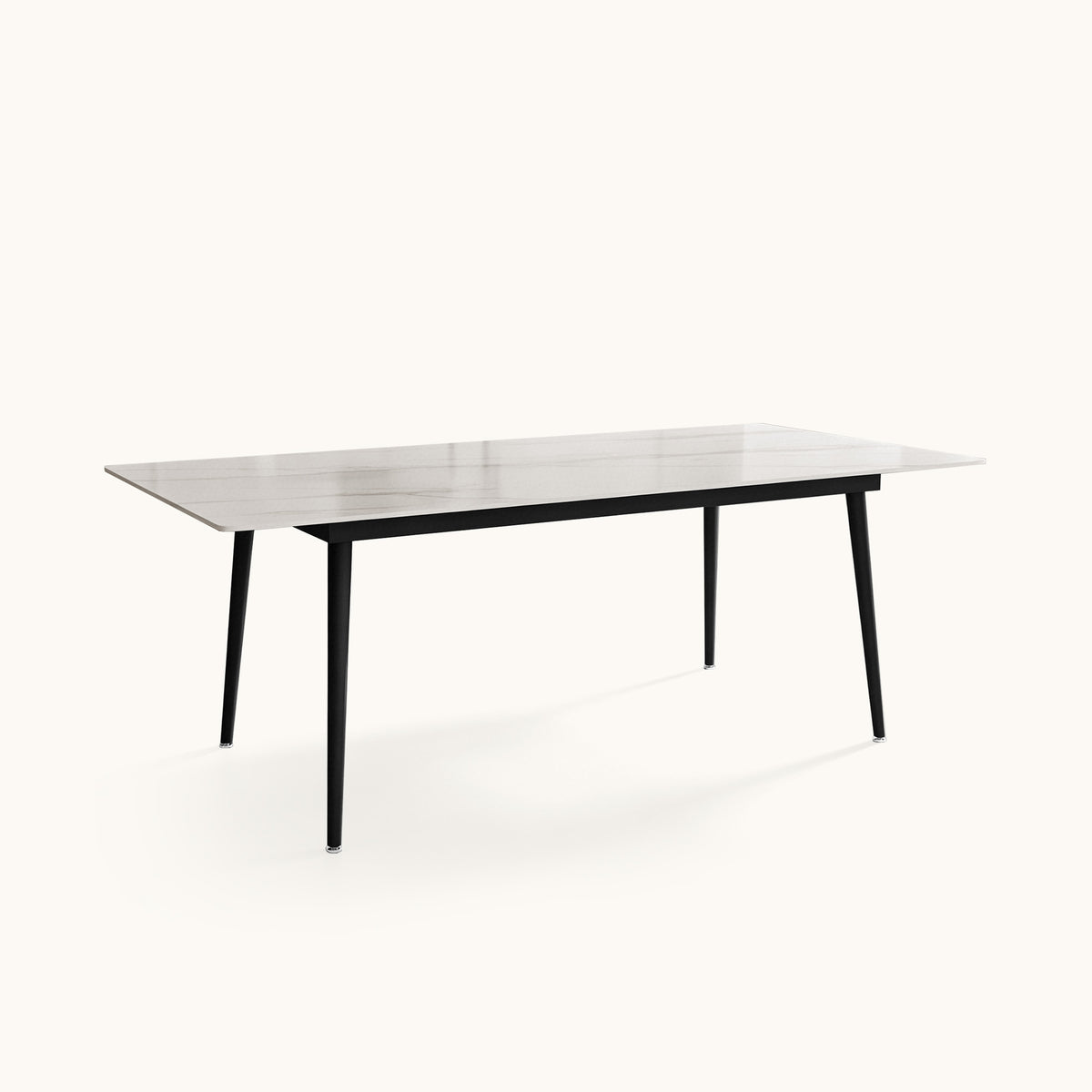 Scandinavian White Marble Table 70.8" Minimalist Metal Leg Design