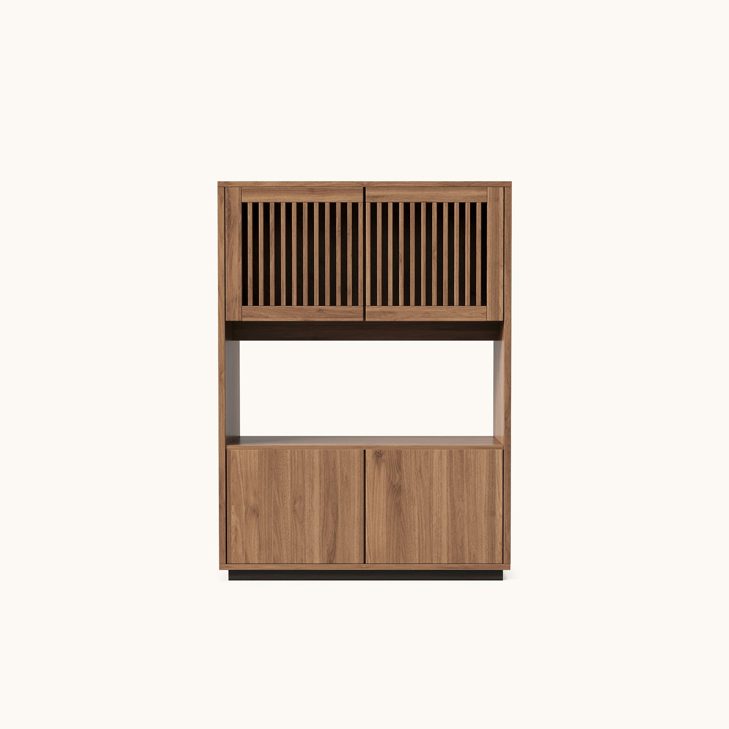 Mid-Century Modern Wooden Cabinet with Flexible Storage & 4-Door Design