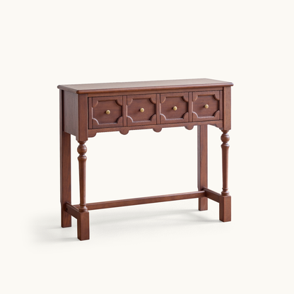Aurelia Vintage Console Table with Drawers, French Mid-Century Entryway Table